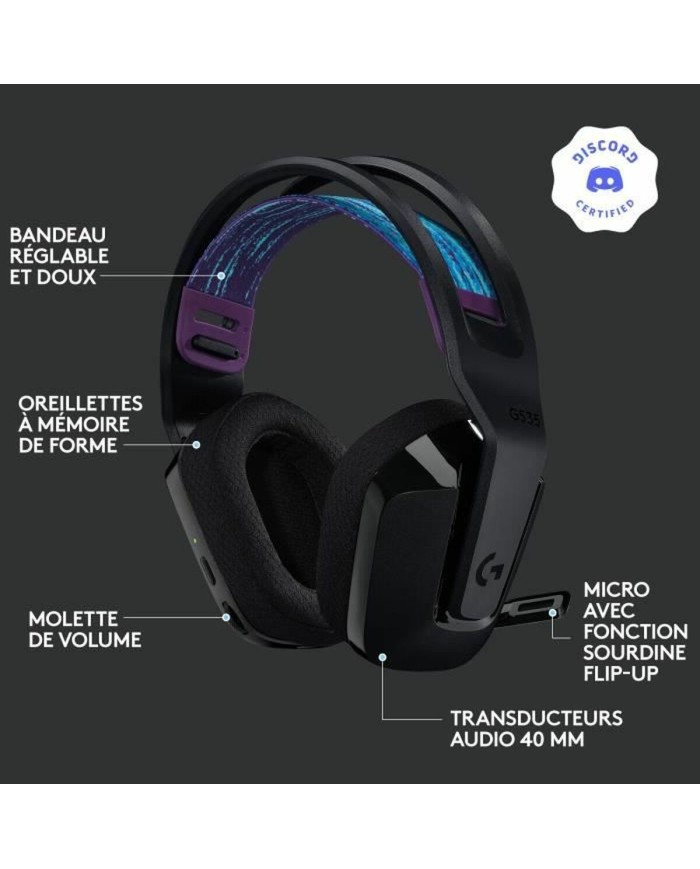 Auricolare con Microfono Gaming Logitech G535 Nero (Ricondizionati A)