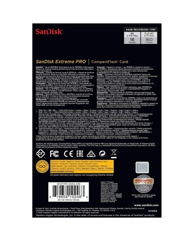 Scheda Di Memoria CF SanDisk SDCFXPS-064G-X46 Scheda Di Memoria CF SanDisk SDCFXPS-064G-X46