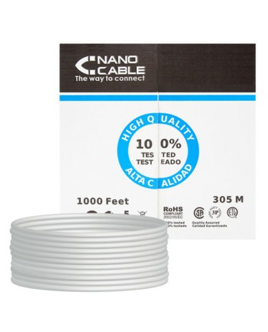 Cavo RJ45 Categoria 6 UTP Rigido NANOCABLE 10.20.0504 Grigio 305 m Cavo RJ45 Categoria 6 UTP Rigido NANOCABLE 10.20.0504 Grigio 305 m