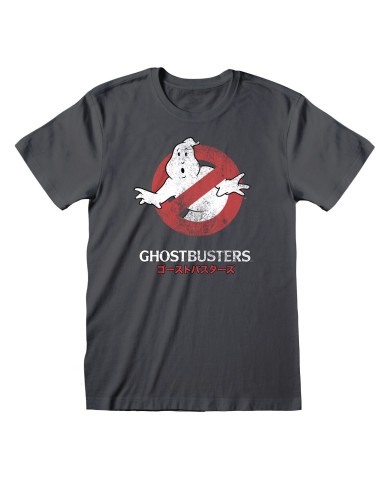 Maglia a Maniche Corte Unisex The Ghostbusters Japanese Text Grigio scuro Maglia a Maniche Corte Unisex The Ghostbusters Japanese Text Grigio scuro