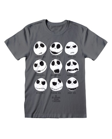 Maglia a Maniche Corte Unisex The Nightmare Before Christmas Many Faces Grigio scuro Maglia a Maniche Corte Unisex The Nightmare Before Christmas Many Faces Grigio scuro