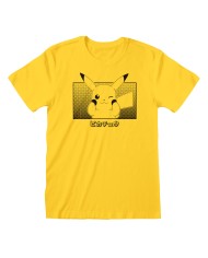 Maglia a Maniche Corte Unisex Pokémon Pikachu Katakana Giallo