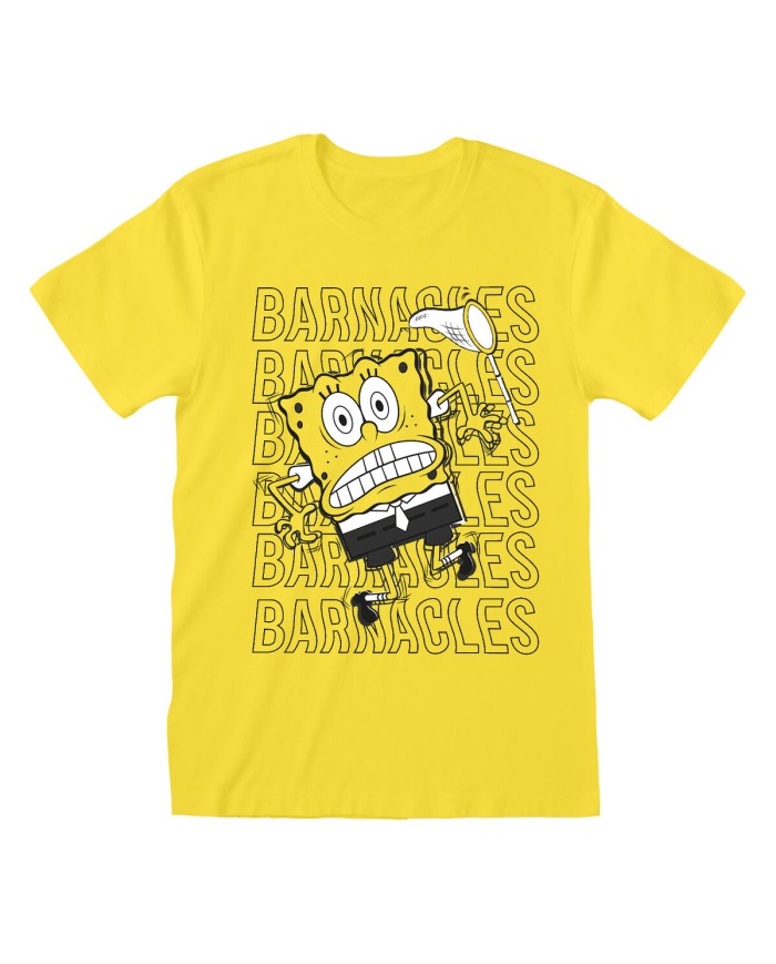 Maglia a Maniche Corte Unisex Spongebob Barnacles Giallo