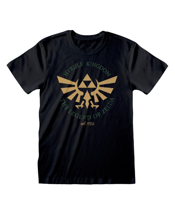 Maglia a Maniche Corte Unisex The Legend of Zelda Hyrule Kingdom Crest Nero