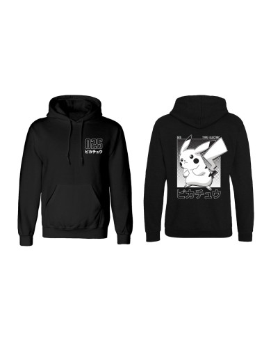 Felpa con Cappuccio Unisex Pokémon Halftone Pikachu Nero Felpa con Cappuccio Unisex Pokémon Halftone Pikachu Nero