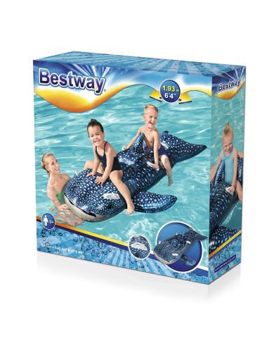 Bestway Figura Gonfiabile Squalo Balena con Maniglie 193x122 cm +3 Anni Spiaggia e Piscina 41482