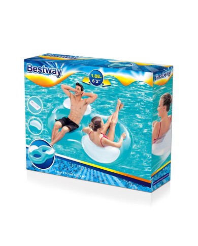 Bestway Materassino Gonfiabile Doppio con Cuscino 188x117 cm Spiaggia e Piscina 43009