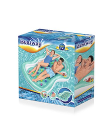 Bestway Materassino Gonfiabile Doppio con Portabicchieri e Frigo 224x174 cm Spiaggia e Piscina 43045
