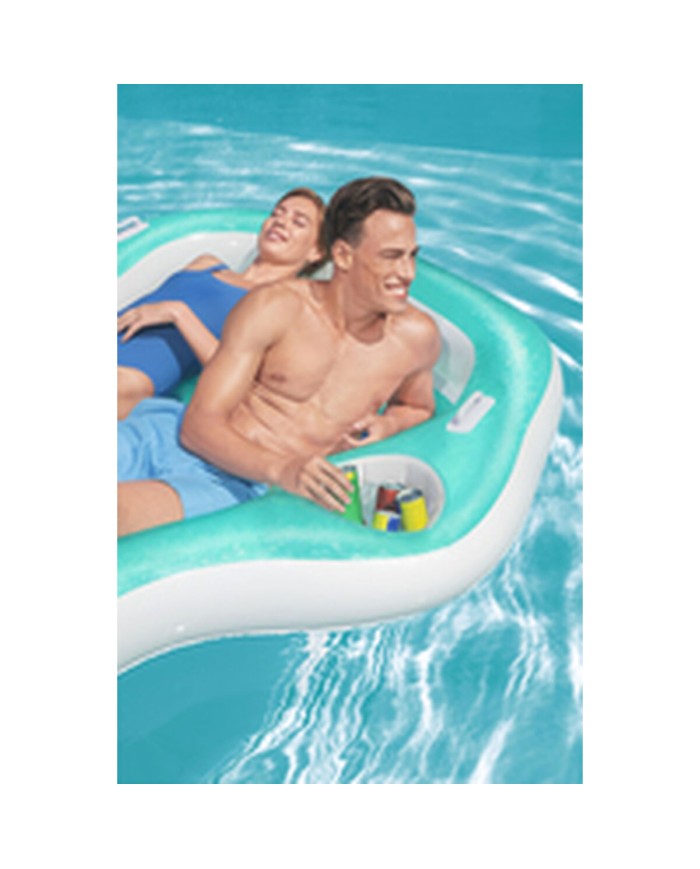 Bestway Materassino Gonfiabile Doppio con Portabicchieri e Frigo 224x174 cm Spiaggia e Piscina 43045