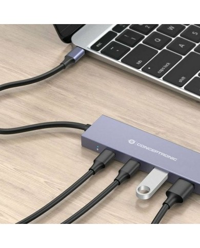 Hub USB Conceptronic HUBBIES13G Grigio (1 Unità) Hub USB Conceptronic HUBBIES13G Grigio (1 Unità)