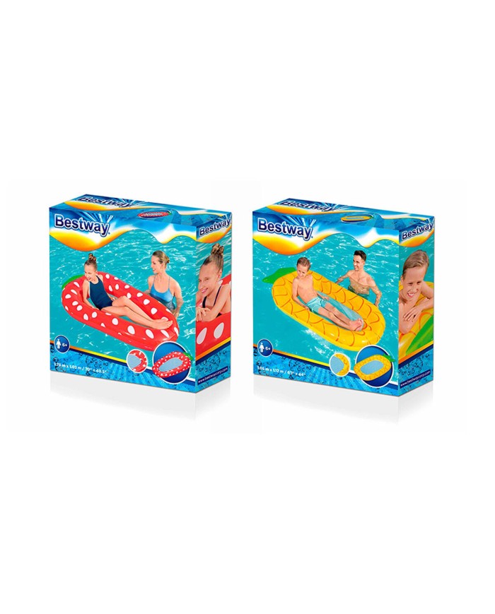 Bestway Materassino Gonfiabile Frutta con Rete Colore Assortito 178x103/186x112 cm +6 Anni Spiaggia e Piscina 43644