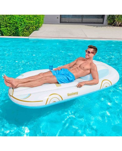 Bestway Materassino Gonfiabile Crociera con Schienale e Maniglie 228x108 cm Spiaggia e Piscina 43651