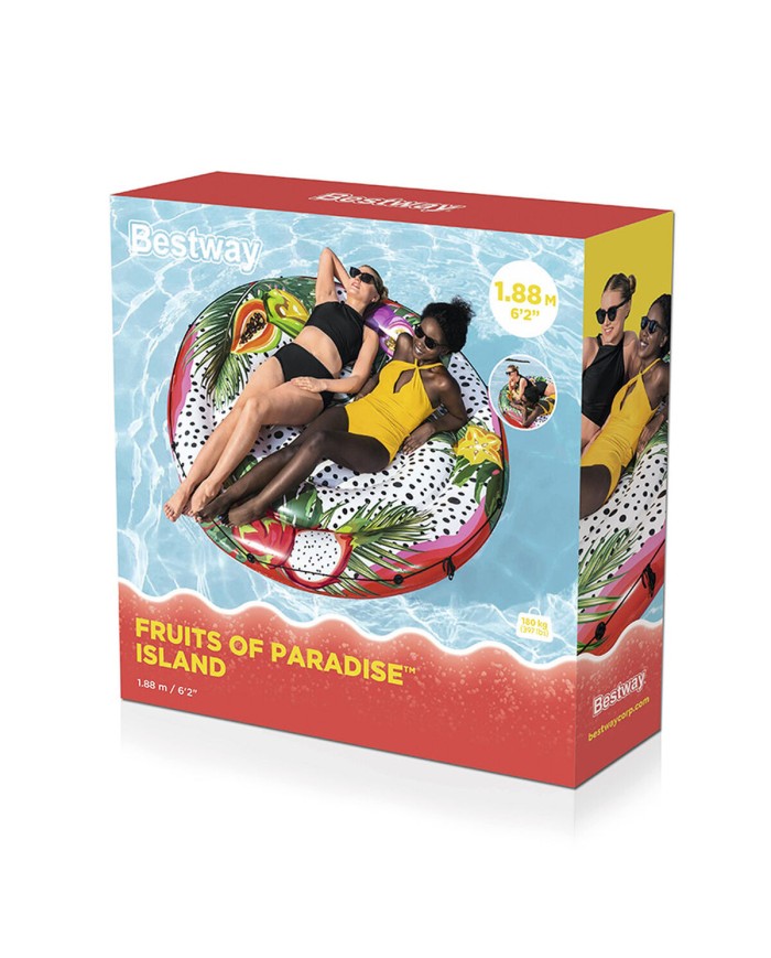 Bestway Isola Galleggiante Gonfiabile con Corda Passione Frutta D188cm Spiaggia e Piscina 43720