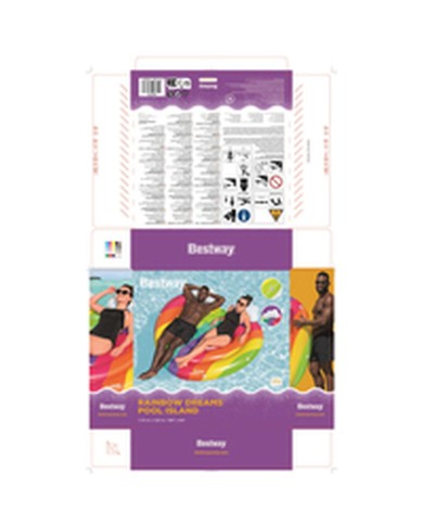 Bestway Isola Galleggiante Gonfiabile Arcobaleno 175x163 cm Spiaggia e Piscina 43722