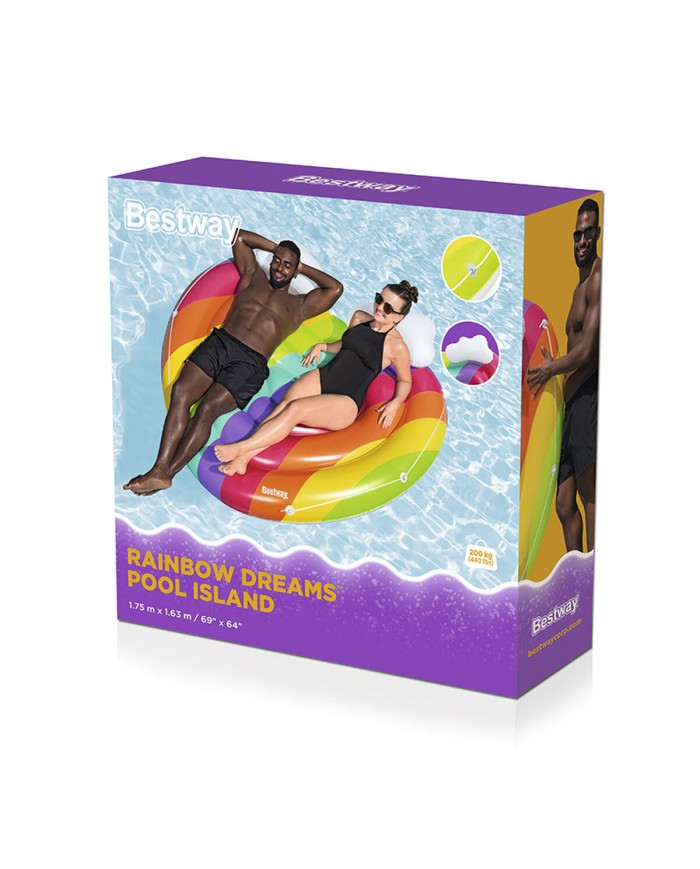 Bestway Isola Galleggiante Gonfiabile Arcobaleno 175x163 cm Spiaggia e Piscina 43722 Bestway Isola Galleggiante Gonfiabile Arcobaleno 175x163 cm Spiaggia e Piscina 43722
