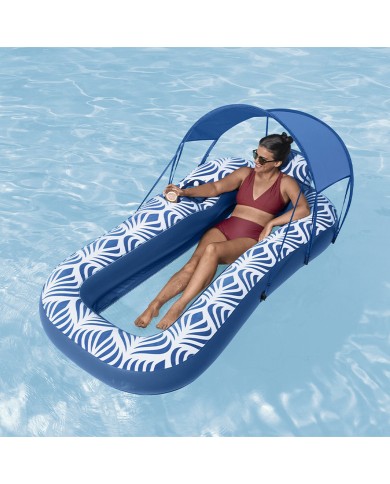 Bestway Materassino Gonfiabile con Parasole Comfort Plush 198x112 cm Spiaggia e Piscina 43732