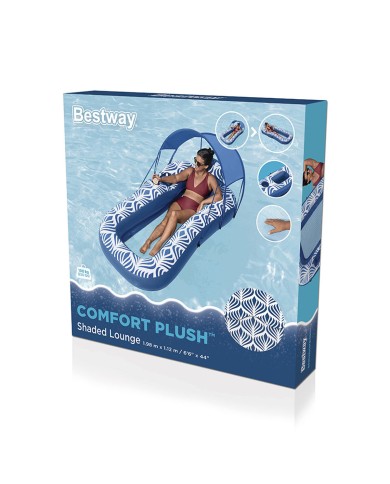 Bestway Materassino Gonfiabile con Parasole Comfort Plush 198x112 cm Spiaggia e Piscina 43732
