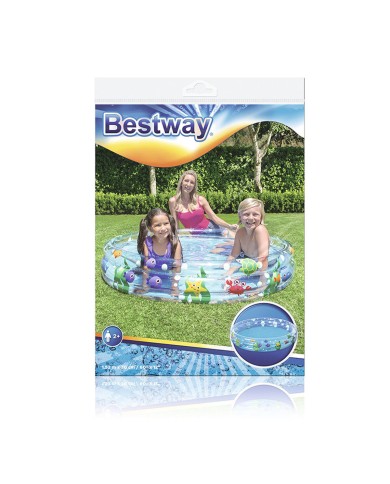 Bestway Piscina Gonfiabile Infantile 3 Anelli Trasparente 152x30 cm Vita Marina +2 Anni Giardino 51004