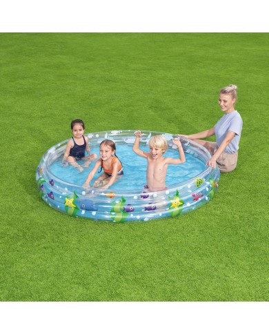 Bestway Piscina Gonfiabile Infantile 3 Anelli Trasparente Vita Marina 183x33 cm +2 Anni Giardino 51005 Bestway Piscina Gonfiabile Infantile 3 Anelli Trasparente Vita Marina 183x33 cm +2 Anni Giardino 51005