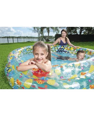 Bestway Piscina Gonfiabile 3 Anelli Trasparente Tropicale 170x53 cm +6 Anni Giardino 51048