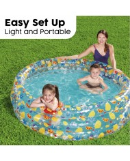 Bestway Piscina Gonfiabile 3 Anelli Trasparente Tropicale 170x53 cm +6 Anni Giardino 51048