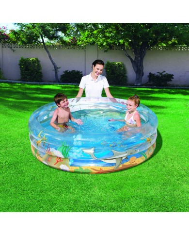 Bestway Piscina Gonfiabile 3 Anelli Trasparente Tropicale 150x53 cm +6 Anni Giardino 51045