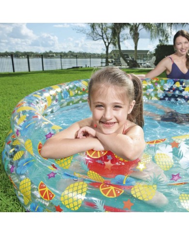 Bestway Piscina Gonfiabile 3 Anelli Trasparente Tropicale 170x53 cm +6 Anni Giardino 51048