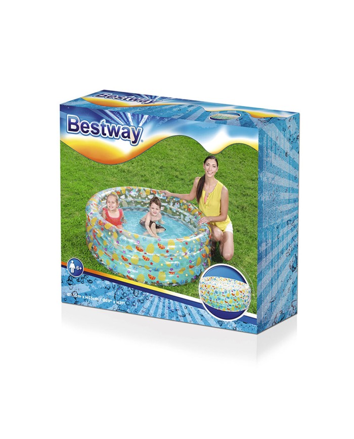 Bestway Piscina Gonfiabile 3 Anelli Trasparente Tropicale 150x53 cm +6 Anni Giardino 51045 Bestway Piscina Gonfiabile 3 Anelli Trasparente Tropicale 150x53 cm +6 Anni Giardino 51045