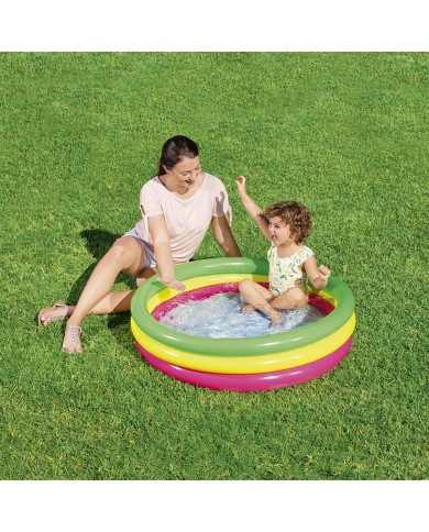 Bestway Piscina Gonfiabile Infantile 3 Anelli Fondo Imbottito 102x25 cm +2 Anni Giardino 51104