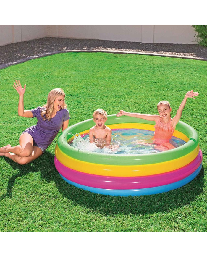 Bestway Piscina Gonfiabile Infantile 4 Anelli Arcobaleno 157x46 cm +3 Anni Giardino 51117 Bestway Piscina Gonfiabile Infantile 4 Anelli Arcobaleno 157x46 cm +3 Anni Giardino 51117