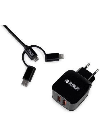 Caricabatterie da Parete Subblim SUB-CHG-1ZWC02 Nero 12 W 50 W Caricabatterie da Parete Subblim SUB-CHG-1ZWC02 Nero 12 W 50 W