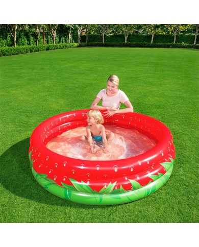 Bestway Piscina Gonfiabile Infantile 3 Anelli Fragola 168x38 cm +2 Anni Giardino 51145