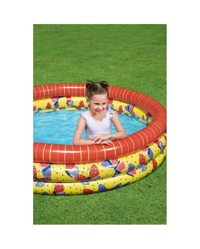Bestway Piscina Gonfiabile per Bambini 3 Anelli Farfalle 168x38 cm +2 Anni Giardino 51202