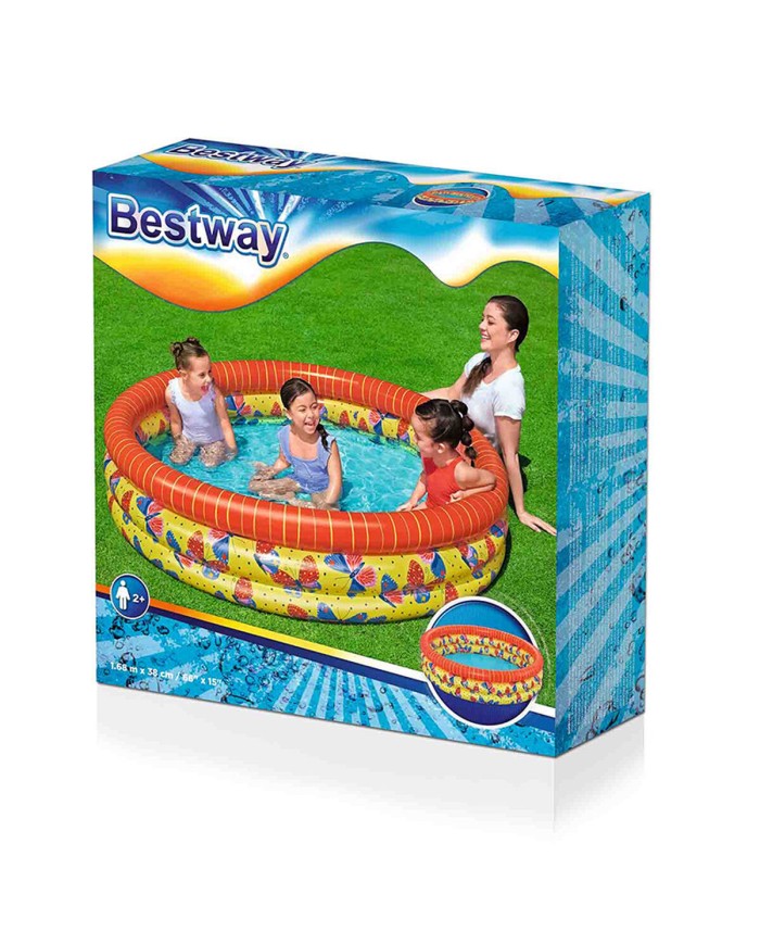 Bestway Piscina Gonfiabile per Bambini 3 Anelli Farfalle 168x38 cm +2 Anni Giardino 51202