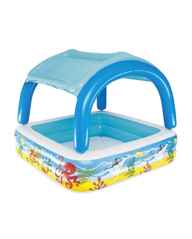 Bestway Piscina Gonfiabile Infantile Tetto Rimovibile 140x140x114 cm +2 Anni Giardino 52192
