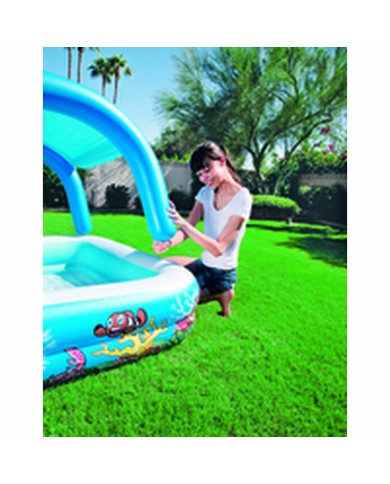 Bestway Piscina Gonfiabile Infantile Tetto Rimovibile 140x140x114 cm +2 Anni Giardino 52192