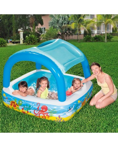 Bestway Piscina Gonfiabile Infantile Tetto Rimovibile 140x140x114 cm +2 Anni Giardino 52192