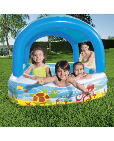 Bestway Piscina Gonfiabile Infantile Tetto Rimovibile 140x140x114 cm +2 Anni Giardino 52192