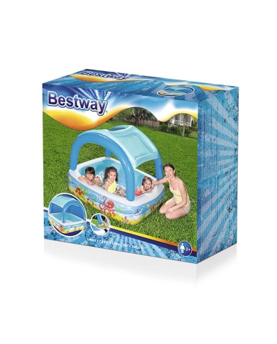 Bestway Piscina Gonfiabile Infantile Tetto Rimovibile 140x140x114 cm +2 Anni Giardino 52192