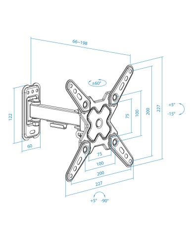 Supporto da Parete TooQ TSLP1042T-B 43" 13" 20 kg Supporto da Parete TooQ TSLP1042T-B 43" 13" 20 kg