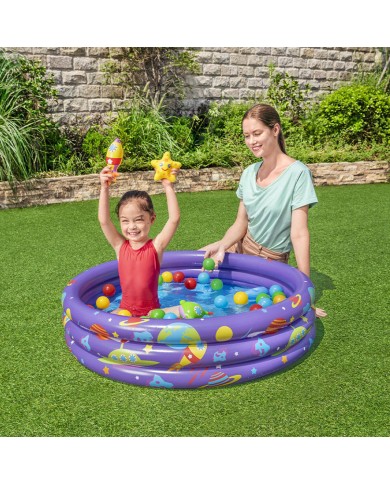 Bestway Piscina Gonfiabile per Bambini 3 Anelli con Palle 102x25 cm +2 Anni Interno e Giardino 52466