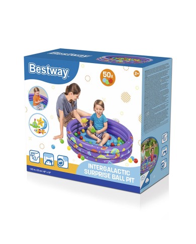 Bestway Piscina Gonfiabile per Bambini 3 Anelli con Palle 102x25 cm +2 Anni Interno e Giardino 52466
