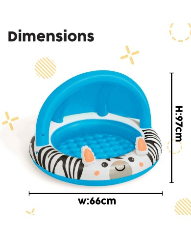 Bestway Piscina Gonfiabile per Bambini Safari 97x66 cm +2 Anni Giardino 52559