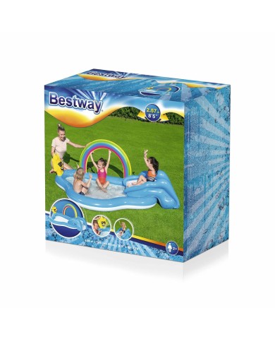 Bestway Piscina Gonfiabile Parco Giochi Arcobaleno 257x145x91 cm +2 Anni Giardino 53092