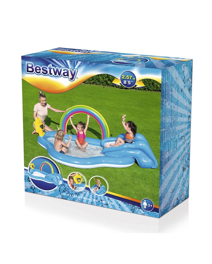 Bestway Piscina Gonfiabile Parco Giochi Arcobaleno 257x145x91 cm +2 Anni Giardino 53092 Bestway Piscina Gonfiabile Parco Giochi Arcobaleno 257x145x91 cm +2 Anni Giardino 53092