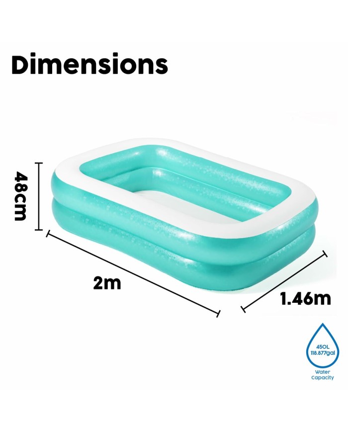 Bestway Piscina Gonfiabile 2 Camere Rettangolare 201x150x51 cm +6 Anni Giardino 54005