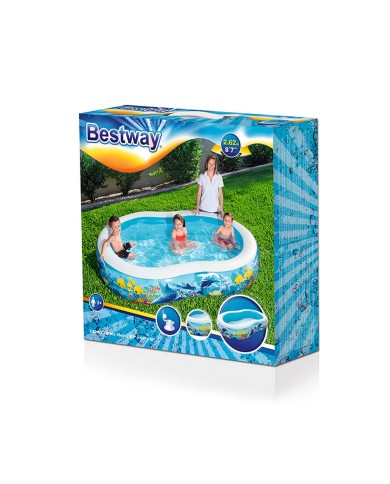 Bestway Piscina Gonfiabile 2 Camere Fondale Marino 262x157x46 cm +3 Anni Giardino 54118