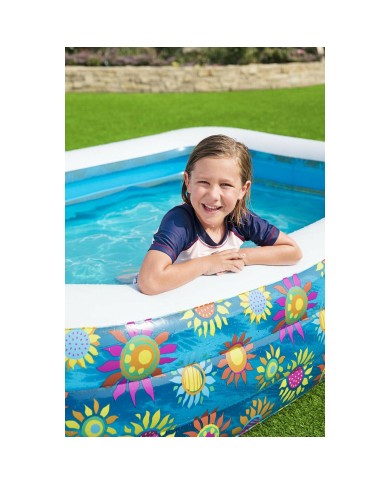 Bestway Piscina Gonfiabile 3 Camere Floreale 305x183x56 cm +6 Anni Giardino 54121