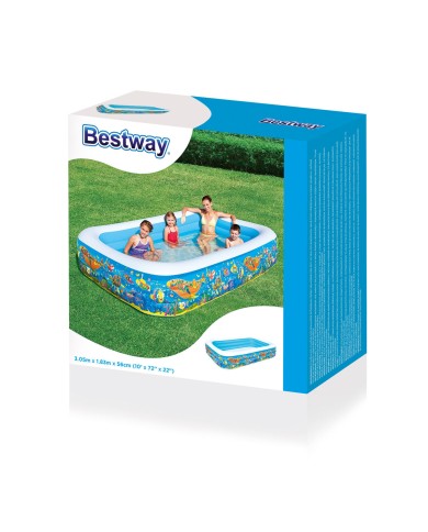 Bestway Piscina Gonfiabile 3 Camere Floreale 305x183x56 cm +6 Anni Giardino 54121