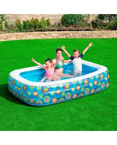 Bestway Piscina Gonfiabile 3 Camere Floreale 305x183x56 cm +6 Anni Giardino 54121